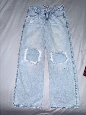 abercrombie kids Light Blue Low Rise Baggy Jeans